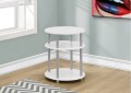 ACCENT TABLE - 19"DIA / WHITE WITH SILVER ACCENT